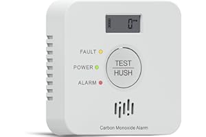 RUAN Kohlenmonoxid Melder, 10-Jahres-Batterie CO melder mit LCD-Display und Silent-Test-Taste, EN50291 konform, Kohlenmonoxid-Warner (TCS0202A)