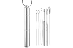 FONGMORE 6 pièces bouchons d'oreille kits d'enlèvement de cérumen pour les oreilles kit d'outils de nettoyage pour les oreilles curette outil d'enlèvement de cérumen pour les oreilles brosse de Silver