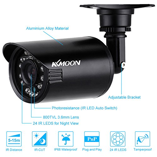 KKMOON 16CH Kanal Voll 960H/D1 800TVL CCTV ¨¹berwachung DVR HDMI P2P Onvif Digital Video Recorder + 4 * Indoor Dome-Kamera + 4 * Outdoor Wetterfest Bullet-Kamera + 8 * 60ft Kabel unterst¨¹tzt IR-CUT¡­ - 3