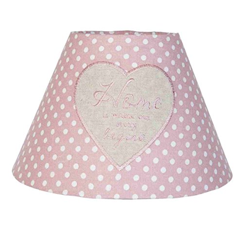 Clayre & Eef 6LAK0342 Lampenschirm Stoff rosa Punkte Herz Home... ca. Ø 22 x 14 cm