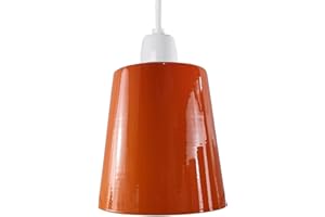 LEDSone Modern Metal Ceiling Light Shades Easy Fit Gloss Retro Easy Fit Light Shade 13cm Metal E27 Ceiling Pendant Light Lampshade for Wall Lamp and Table Lamp (Orange)