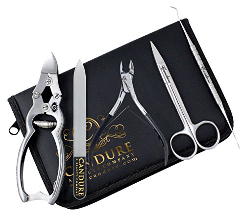 CANDURE® Professional CHIROPODY PODIATRY TOOLS - 5 Stück Hochleistungs-Nagelschneider - Fußnagelzange - Nagelzange für starke Fußnägel - Nagelschere-Nagelschneider - Nagelpflege - Persönliche Maniküre & Pediküre-Set - Zehennagelschere für dicke Zehennägel- Hautzange - Nagelzange - Nagelzange spitz - Nagelschneider - KopfschneiderFußnagelzange für tief eingewachsene Nägel + Sicherheitskoffer (CAN-5051)