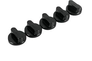 VIFERR Manopola Rotanti Universale, Kit 5 Pezzi Manopole Piano Cottura, Manopole di Ricambio Stufa Manopola Controllo per Cucine Piano Cottura Forno, Nero