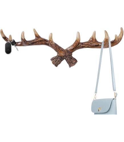 Sungmor – Ganci Da Parete Vintage A Testa Di Cervo In Metallo Bianco Antico, Set Di Corna Per Appendere Cappotti E Borse - 2