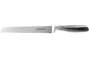 Zanetti, Coltello Pane Modello Ultra, Coltello Acciaio Inox, Lama 20 cm, Spessore 2.5 mm, Coltello Cucina Lama Seghettata, Manico Vuoto Acciaio Inox