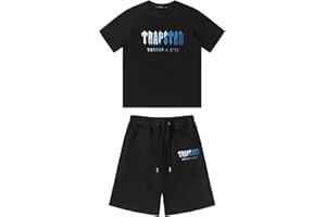 BYIYGSL Tuta Sportiva Da Uomo T-shirt Trapstar in 2 Pezzi Tuta Da Jogging Trapstar Cotone T-shirt e Pantaloncini Casual Sweatsuit Set,Unisex