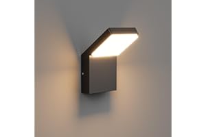 Klighten Zewnętrzna lampa ścienna LED 24 W, wodoodporna lampa ścienna IP54, nowoczesna aluminiowa lampa zewnętrzna na taras, wejście do ogrodu, 1500 lumenów, czarna, ciepła biel 3000 K