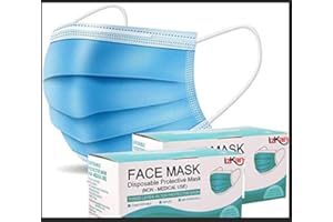 Izkan- 100 Pack 3 Ply Disposable Face Masks Protective Safety Dust Pollen Haze Proof