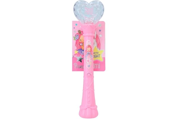 Depesche 12049 Princess Mimi - Baguette Magique pour Enfants en Rose avec cœur en Optique Cristal et Fonction Lumineuse Multicolore par Simple Pression sur Un Bouton