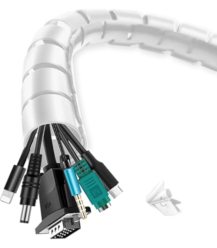 Guaina Spiralata Per Cavi 1.5M - &Oslash;28mm, Con Fermaglio, Per Organizzare Cavi TV/PC