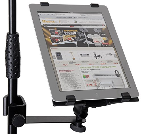 Pronomic Stativadapter Halterung Clamp für iPad (Robuster Kunststoff, 180° Neigbar, Befestigung über Mikrofonarm) - 5