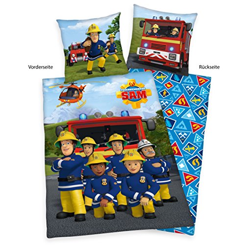 Herding 4470227050 Feuerwehrmann Sam Bettwäsche Bettwäsche-Set, Baumwolle, Mehrfarbig, 135 x 200 cm - 2