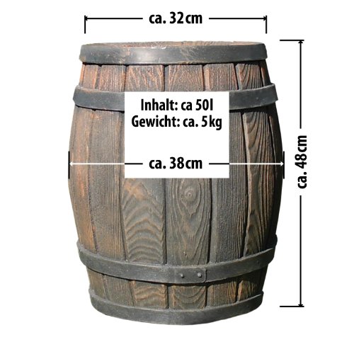 FRÜHJAHRS-SCHNÄPPCHEN-PREIS: Regentonne Eichenfass, Regenfass 50l, Fass, HOLZ-DESIGN AUCH ERHÄLTLICH IN 240L (B003EQT5OO), 120L (B003EQEJWC) u. 450L (B003ELUHQ4). HIER DIE SCHÖNSTEN! - 3