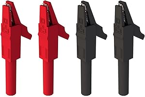 Greluma 4 Piezas Pinza de cocodrilo, pinza de cocodrilo de cobre con funda de plástico de protección completa para conector tipo banana macho de 4mm