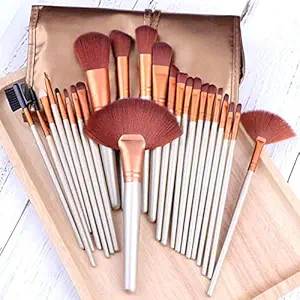 HUDA GIRL BEAUTY PROFESSIONAL Makeup Brush Set - 24Pcs Brushes For Eyeshadow, Powder, Foundation Blending Brush (Gold)