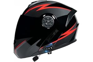 BYROADS Bluetooth Casque Modulable Moto Casque Flip Up Intégral Moto avec Double Anti-buée Visière Casques Intégraux ECE Homologué Lumière pour Femmes Hommes 55~62CM