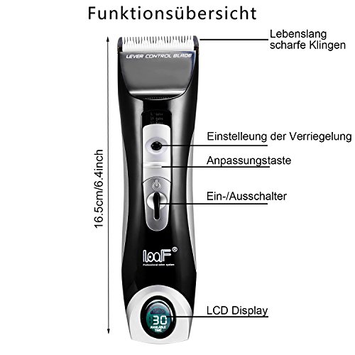 ACEVIVI Haarschneider Barttrimmer Körpertrimmer Elektronische Friseur Set Haarschneidemaschine für Kinder und Herren mit Akku und Netzbetrieb mit 2 Kammaufsätze(3-12mm), Schwarz - 3