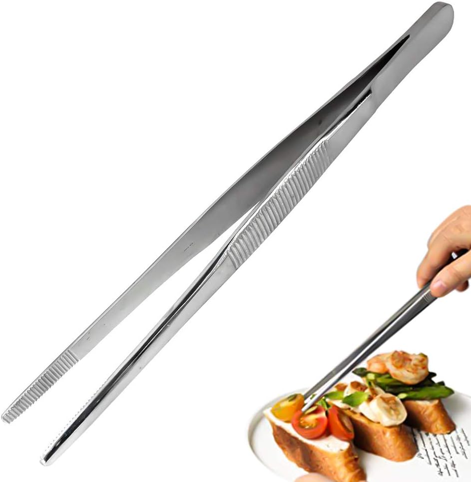 FANSH 304 Paslanmaz Çelik Mangal Cımbızı, Profesyonel Mutfak ve Uzun Saplı Gıda Cımbızı, Çok Fonksiyonlu, 30 cm