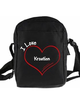 Umhängetasche Modern I Love Kroatien schwarz