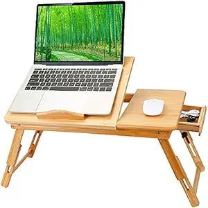 Mantra ZMR1T Natural Bamboo Multipurpose Fold-able, Adjustable Height Writing,Study,Laptop,Breakfast Bed UtilityTable Tray(Bamboo Color)