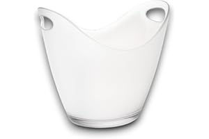 AURORA STORE Secchiello per Ghiaccio in Plexiglass Bianco Ovale 27x20x19 cm fino a 2 Bottiglie Cestello portaghiaccio bouquet Spumanteria Champagneria in Plsatica Acrilico Trasparente bar, discoteca, ristorante