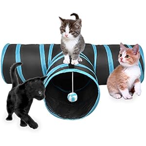 gzq Pet Play Spielzeug faltbaren 3-Weg Katze Tunnel interaktiven Spaß Tube Spielzeug mit Ball für Welpen, Kitty, Kätzchen, Kaninchen