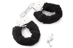 Fuwok Metal Handcǔffs for Cosplay Police, Metal Handcǔffs with 2 Keys Party Supplies Costume Accessories,Handcǔffs Prop Dress Ball Party