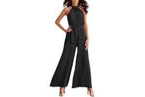 Odizli Damen Elegant Sexy Ärmellos Neckholder Sommer Overall Festlich Hochzeit Lang Jumpsuit