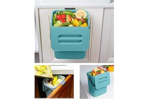 MUGYPYR Cubo de basura pequeño para cocina, cubo de basura de 5 litros para cocina, contenedor de encimera con tapa para compostador de basura, cubo de basura interior para cocina (azul)