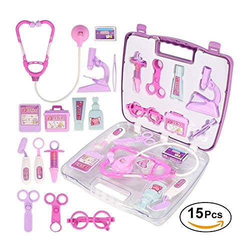 La enfermera de juegos a prétendu médico funda de transporte médico Kit Roll Jugar conjunto Kids Toy Don (rosa)