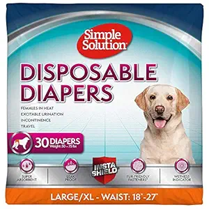Simple Solution True Fit Disposable Dog Diapers for Female Dogs | Super Absorbent with Wetness Indicator | L/XL | 30 Count