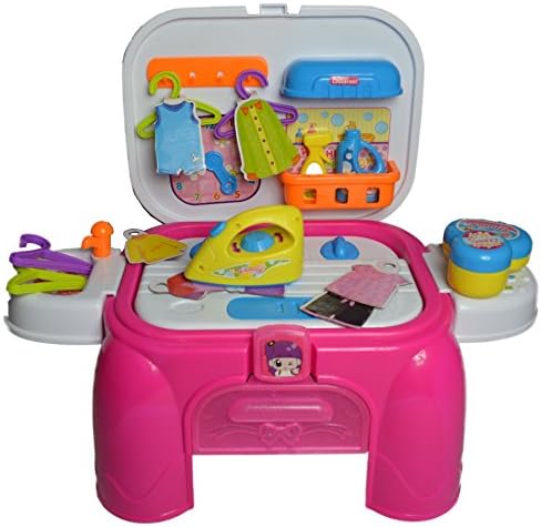 Pretend Laundry and Iron Set Easy Carrying Chair + Lighting and Sounds - Pink