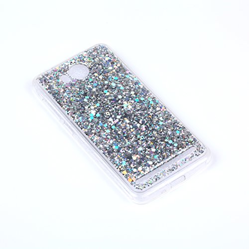 Huawei Y3 II Hülle,Silikon Schutzhülle für Huawei Y3 II,Huawei Y3 II Bling Hülle,Ukayfe Luxus Schön Shiny Glänzend Glitzer Weiche TPU Abdeckung Crystal Silikon Tasche Schutzhülle Shinning Strass Rückseite Hülle Etui Cover für Huawei Y3 II (Silber) - 3