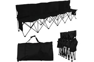 Yaheetech 6-Seat Folding Sport Bench, Outdoor Picnic Camping/Family Chair, Portable Steel Frame Spectator Chair with Carrying Bag, Black