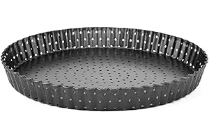 Alvinlite Moule à tarte à quiche, moule à tarte perforé avec fond amovible, moule à tarte rond cannelé antiadhésif(9") moule