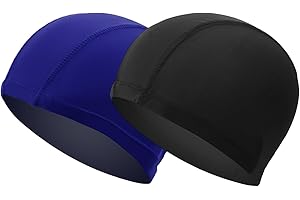 2pcs fKiZanthene Black and Navy Blue Swimming Cap, Caps for Kids Girls Boys and Adult Teenager, Comfortable Swimming Caps,Super Stretch No Pull Hair Swim Hats for Long, Short Hair and Hair Protection