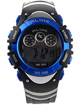 Foxnovo A5106 50M wasserdicht Studenten Sport LED Digital Armbanduhr mit Datum /Alarm Stoppuhr /LED Licht (blau)