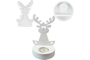 ‎WISIRENT Silikonform Elch WISIRENT, Hirsch Gießforme Kerzenhalter mit Sockel, Gipsformen Zum Gießen Elch Weihnachten, Gießformen Weihnachten, Diy Elch Silikonform für Sojawachs Kerzen, Seife