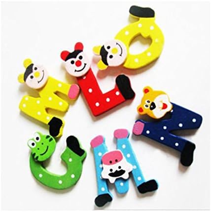 Wooden Letters for Children Names Door,A-Z Magnets Cartoon Animal Alphabet Educational Toy VNEIRW (26 Letters)