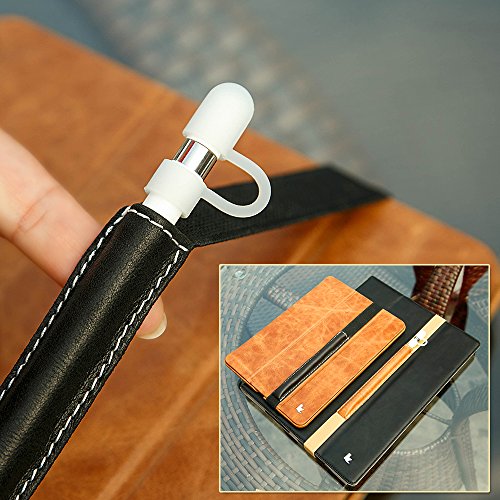 Jisoncase Klasse Halter Apple Pencil Leder Stiftehalter für Apple 9.7 Zoll / 12.9 Zoll iPad Pro Stift Ledertasche Hülle aus echtem Leder, braun, JS-APL-01A20 - 8
