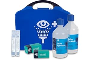 Reliance Medical First Aid Eye Wash Kit - 2 x 500ml Reliwash Eyewash Bottles with Mirror - 2 x 20ml Saline Sterile Solution Pods Drops for Eyes And Eye Pads