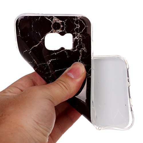 Cozy Hut Für Samsung Galaxy S7 Edge Handyhülle mit Marmor / Marble Design(schwarz / weiß) | Handytasche | | Schale | | Hülle | | Case | Handy-etui | TPU-Bumper | Soft Case | Schutzhülle Cover für den optimalen Schutz ihres Samsung Galaxy S7 Edge (5,5 Zoll) – Schwarzer Marmor - 5