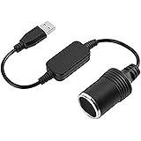 MeetUs - Convertitore con connettore USB maschio da 5 V a presa accendisigari femmina da 12 V per auto, cavo convertitore per
