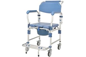 Ddasam Sedia wc per anziani sedia comoda wc per anziani con rotelle sollevatore disabili Sgabello Doccia Pieghevole con Schienale e Braccioli Estraibili per Donne Incinte