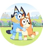 Décoration De Gâteau Comestible Bluey En Azyme - Diamètre 20 Cm - Imprimé Multicolore - Neuf - Fabriqué En France