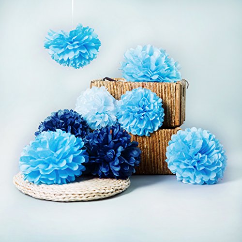 Bliqniq 10 DIY Pompom Pompons Papierblumen Dekoration für Hochzeit Gebutztag Babytaufe (10er* 25cm)