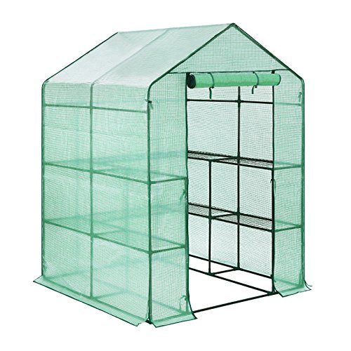 Songmics Foliengewächshäuser Tomatenhaus mit 140 g/m² PE 143 x 143 x 195 cm GWP12L