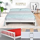 estructura cama madera Para cama doble para colchón de 135 cm (140 x 190 cm). Perfecto para poner un colchón viscoelástico. Será una altura ideal para habitación de invitados y seguro para niños/cama doble, ahorra más espacio, ideal para dormitorio o como cama de invitados. Es fácil de montar con instrucciones claras (idioma español no garantizado). Solo se necesitan dos personas, un destornillador o un destornillador eléctrico.