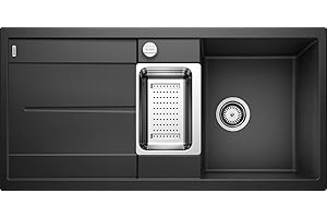 BLANCO 513053 Metra 6 S, Rectangular Granite Sink for Kitchen, for 60 cm Wide Base Cabinets, With Colander and Stainless Steel Basin, Made of Silgranit, Grey