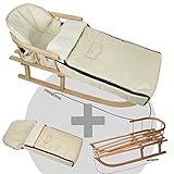 SUPER-KOMBI-SPARANGEBOT ** Holzschlitten + Winterfußsack (108cm) **